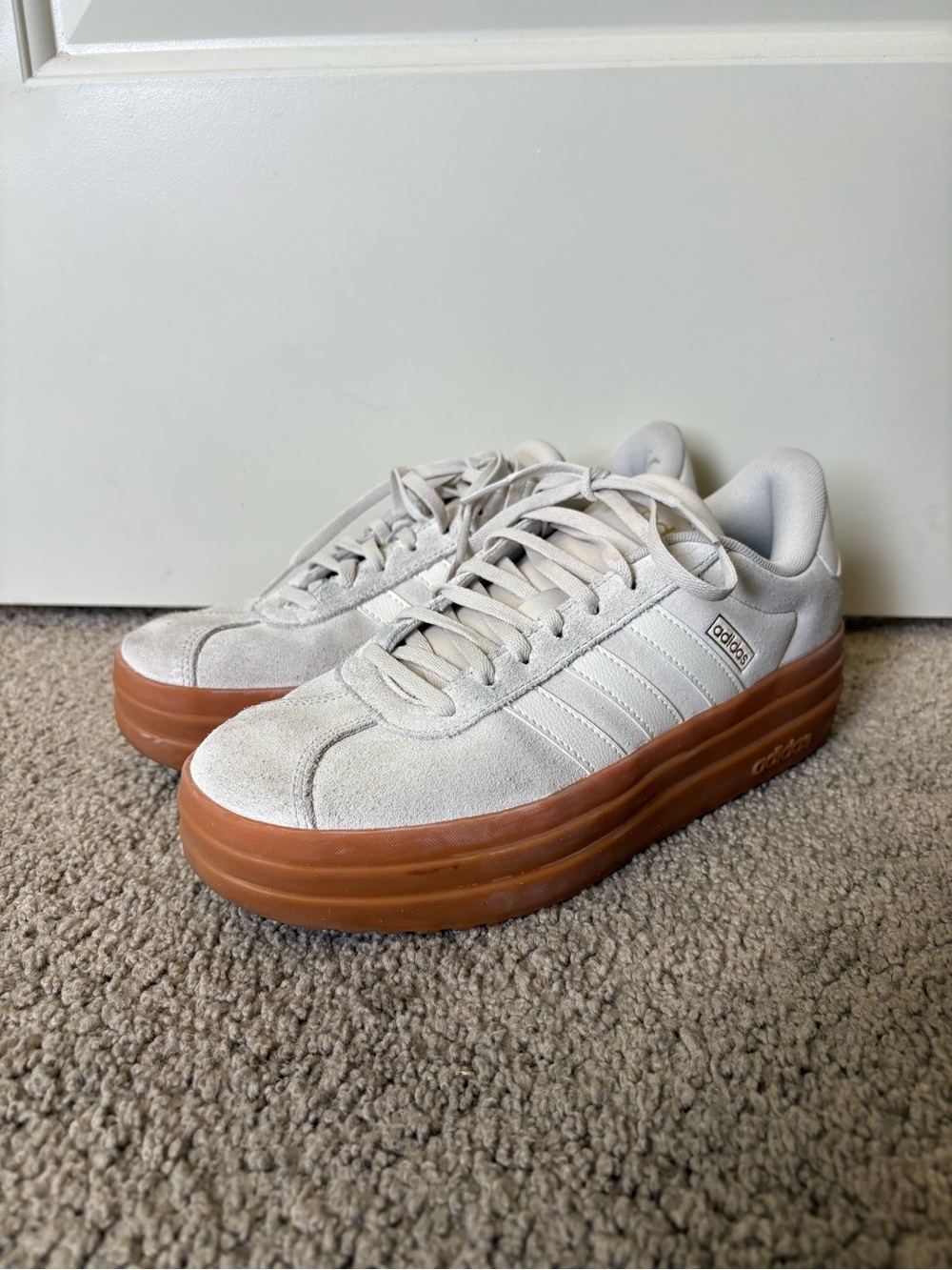 Adidas VL Court Bold Platform Sneakers Cream Gum Women’s Size 8